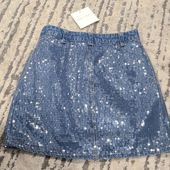 NWT Honey Punch Denim sequin button up skirt - Picture 9 of 9